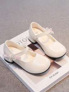 Girls' High Heel Pumps Princess Shoes Spring/Autumn 2026 New Style PU Leather Bowknot Shoes - Beige - View 3