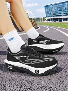 Women's Sports Shoes, Featuring Fabric Upper And EVA Sole, Suitable For All Seasons, Versatile Style, For Running, Basketball, Volleyball And Gym Workouts. - Black - View 7