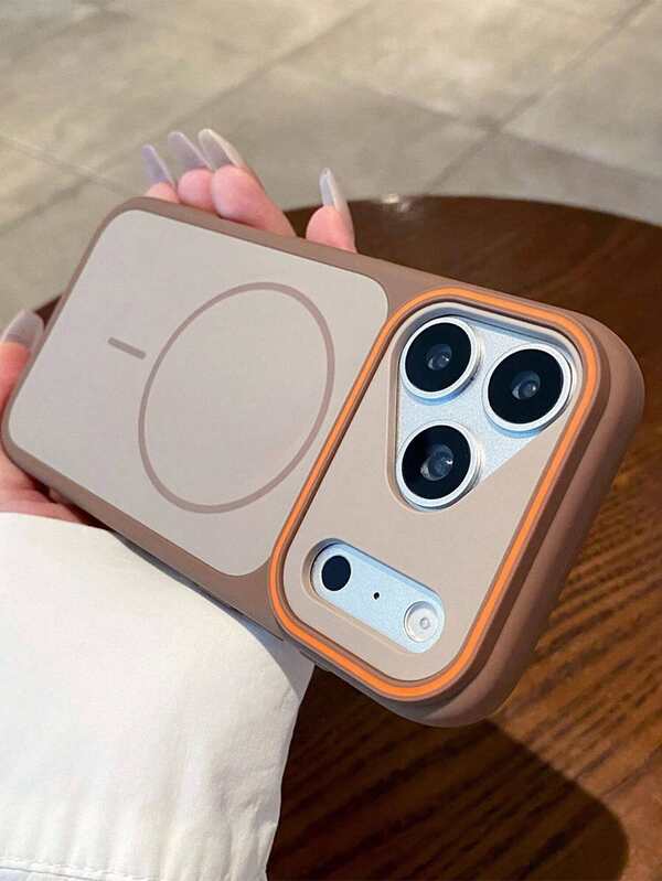1PC Sand-Touch Contrast Color Magnetic Phone Case Compatible With IPhone 17 Pro Max, New 16 Pro Max, Full Coverage Soft Edge Anti-Drop, Premium Feel For 15/14 Pro, 13/12