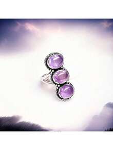 1pc New Fashion Elegant Romantic Vintage Artistic Purple Triple Tone Ring, Suitable For Wedding And Party Wear - Silvery - View 7