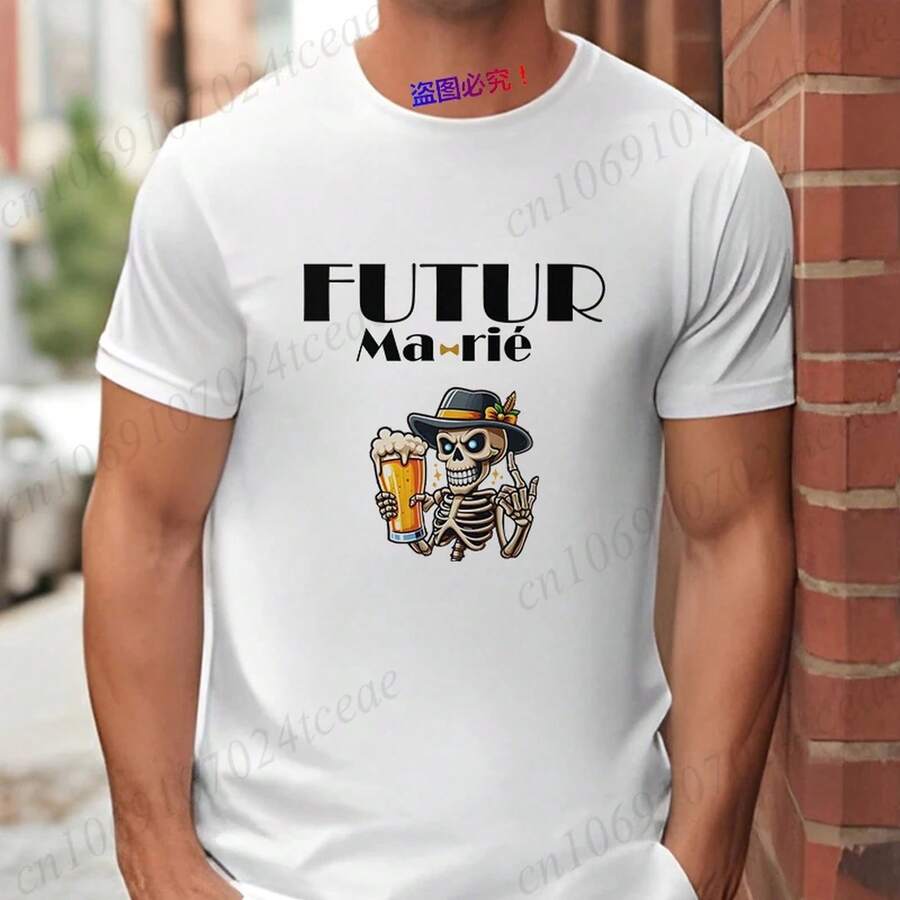 T-Shirt für Junggesellenabschied, Hochzeit, Bier, Skelett, Team-Oberteile für den Bräutigam, T-Shirt für den zukünftigen Bräutigam, Herrenhemd. - X250418-8-14 - Übersicht 1
