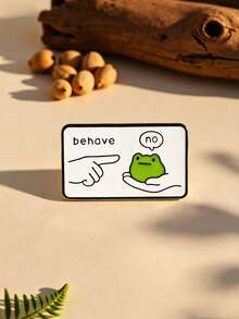 1pc Cute Slacker Frog Brooch, Creative Exquisite Craftsmanship With Rebellious Slogan, Delicate Texture, Versatile Accessory For Clothes And Bags To Add Fun And Personalized To Your Outfit - Multicolor - View 6
