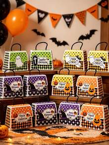 5/1pc Halloween Tote Bag Gift Set, Includes 4 Different Color Gift Boxes With Pumpkin, Ghost And Witch Hat Patterns, Suitable For Halloween Theme Party Gift Packaging, Surprise Party Decoration, Holiday Party Favors And Home Use - One Size Fits All - View 1