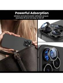 Película protectora de vidrio templado 9H para lente de cámara compatible con iPhone 15 Pro/15 Pro Max/17/17 Pro/17 Pro Max/17 Air, diseño de anillo metálico individual, compatible con iPhone 15 Pro Max 6.7 pulgadas/15 Pro 6.1 pulgadas 2023 - Negro - Ver 5