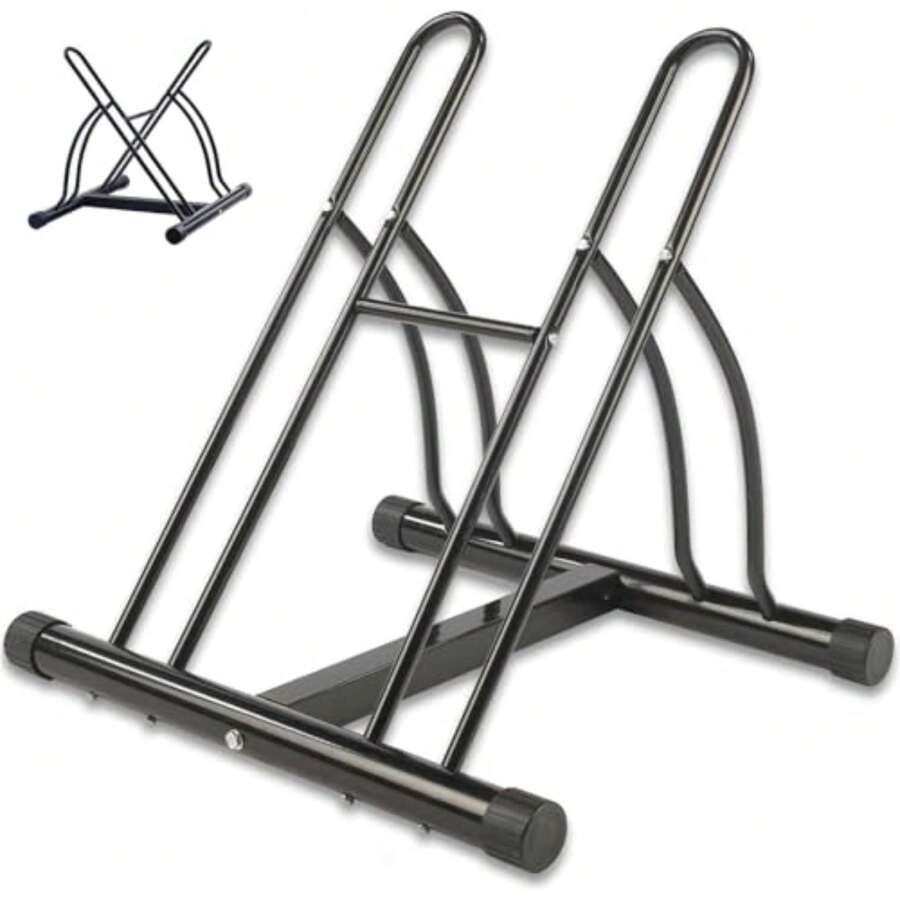 2 en 1 Soporte para Aparcar Bicicletas, Portabicicletas de Suelo, Portabicicletas de Exterior, Soporte de Almacenamiento para Bicicletas de Cochera para Interiores, Aparcamiento para Bicicletas - Multicolor - Ver 1