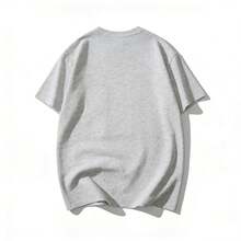 Plus Size Women 100% Cotton Crew Neck Tee, Basic Being Basic Star Letter Print, Casual Summer Short Sleeve For Commute Outing Vacation Daily Wear - 灰色 - 查看 2