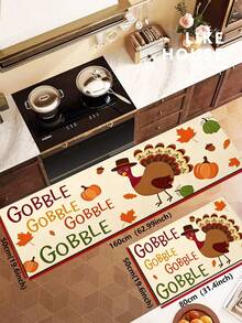 1/2件感恩節南瓜廚房裝飾地毯，秋季廚房地毯與墊子，防滑可水洗吸水廚房配件裝飾墊，最佳感恩節裝飾！ - 彩色 - 查看 15