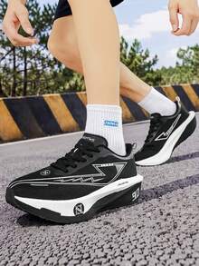 Women's Sports Shoes, Featuring Fabric Upper And EVA Sole, Suitable For All Seasons, Versatile Style, For Running, Basketball, Volleyball And Gym Workouts. - Black - View 8