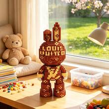 4900pcs DIY Micro Building Blocks Rabbit Kit, Large‑Size 3D Bricks Figure, Stress‑Relief Assembly Toy, Colorful Rabbit Model, Desktop & Home Room Decor, Ideal Birthday Holiday Back‑To‑School Gift For Teens & Adults - Multicolor - View 3