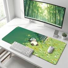 Alfombrilla de ratón para juegos grande y extendida con estampado de panda lindo, base de goma antideslizante, superficie de deslizamiento suave, tapete de escritorio multifuncional para computadora, oficina, hogar y estudio, decoración de escritorio abstracta y dulce - A - Ver 5
