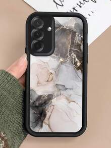 1件 天之眼樓梯水墨鎏金大理石流體漸層圖案手機殼，黑色皮革邊框防震軟 TPU 保護殼，適用於 GALAXY、HONOR 手機 - 黑色 - 查看 4