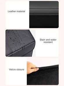 Matte Black Leather Foldable Car Storage Box With Removable Divider, Flexible Compartment Organization For Tools And Sundries, Thick Wear-Resistant Easy-To-Clean, Portable Handle Design, Dual-Use For Home And Car, Fits All Car Models Trunk Organizer - A - View 5