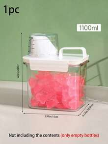 1pc Sealed Laundry Detergent Container With Measuring Cup - 1100ml/1800ml/2300ml, Multi-Purpose Plastic Jar, Large Capacity Soap Plastic Bucket Container For Laundry Liquid, Powder Detergent Storage And Leak-Proof Dispensing - White - View 2