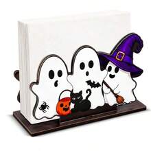 Halloween Holz Serviettenhalter Tischdekoration Taschentuch Aufbewahrungsbox Esstisch Party Küche Kaffee Ecke Dekoration - Verschiedenfarbig - Übersicht 4