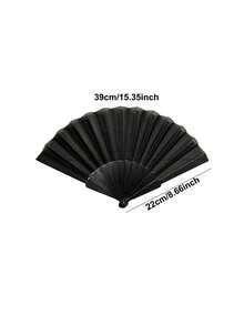 1 pieza Abanico de mano plegable de plástico de unicolor, accesorio para fiesta, banquete y boda - Negro - Ver 6