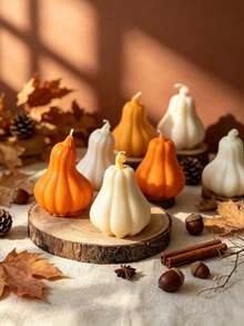 1 Set Pumpkin Candle Mold, 3D Autumn Silicone Mold, Halloween Thanksgiving Decoration Mold, Suitable For Resin Candle Soap Wax, Autumn Pumpkin Silicone Fondant Chocolate Cake Decoration Mold DIY Handmade Craft - B - View 2