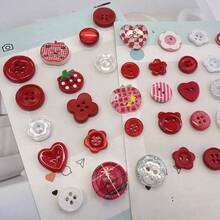 Kancing Kecil/Plastik DIY Motif Acak, Daya Tarik Tinggi, Seri Apel Merah dan Tomat Musim Semi, Cocok untuk Scrapbooking, Dekorasi Pakaian, Kancing Buatan Tangan DIY, Motif Bunga, Cocok untuk Scrapbooking, Dekorasi Pakaian - beraneka warna - View 7
