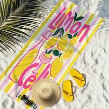 1pc Italian Lemon Limoncello Microfiber Beach Towel, Soft Absorbent Lightweight Towel, Suitable For Adults And Teens, Perfect For Beach, Travel And Swimming Beach Blanket - Multicolor - View 8