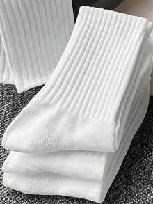 5/10/15/20 Pairs Men's Thick Black & White Winter Socks, Fashion Casual Comfortable High-Top Socks, Suitable For Outdoor Sports, Running, Fitness, Christmas Gift - Multicolor - View 2