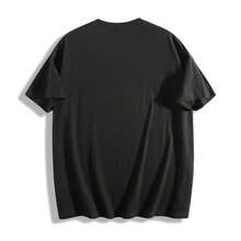 Plus Size Women 100% Cotton Crew Neck Tee, Basic Being Basic Star Letter Print, Casual Summer Short Sleeve For Commute Outing Vacation Daily Wear - 黑色 - 查看 2