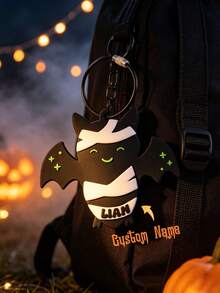 1pc Personalized Mummy Bat Bag Tag,Custom Name Key Ring,Custom Halloween Backpack Charm, 3D Printed Name Tag,Back To School Gift,Halloween - Multicolor - View 2