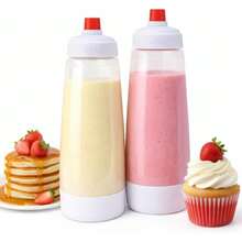 1/2pcs No-Clog Pointed Nozzle Batter Squeeze & Mix Bottle With Precise Measurement Scale, Pour Ingredients And Shake To Directly Squeeze Pancakes And Cupcakes, Sealed Leak-Proof And Splash-Free, Material For Refrigerated Storage, All Parts Detachable For Water Washing And Dead-Angle Cleaning, Hassle-Free Tool For Beginners Making Breakfast And Desserts - Multicolor - View 13