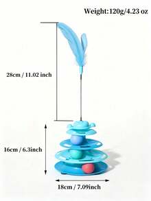 Multi-Layer Interactive Cat Climbing Tree Toy With Nylon Feathers And Random Color Cat Balls, Suitable For Indoor Kittens And Adult Cats, Relieves Indoor Boredom, Easy To Assemble And Fully Detachable - Multicolor - View 13