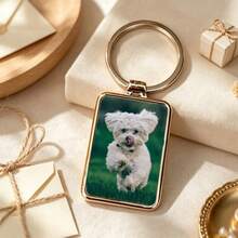 Personalized Square Metal Keychain Custom Photo Insert Keyring Anniversary Birthday Gift For Her Him Couple Best Friend Pet Memorial - Multicolor - View 1