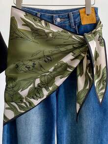1pc 88*136*64cm Sketch Tulip Flower Print Triangle Scarf, Thin Imitation Silk, Multi-Purpose Scarf, All Seasons Suitable For Daily Outing & Party - Multicolor - View 8