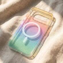 彩虹亮片閃亮磁吸手機殼，漸層藍色與粉色女性風格，適用於 Pixel 11 Pro XL/11 Pro/10 Pro XL/10 Pro/10A/9 Pro XL/9A，透明可愛時尚保護殼 - K2-GG - 查看 8