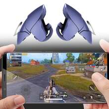 1 Pair Game Controller Triggers, New Version Smartphone Game Controller Grip, Thick Design, Includes 10 Game Finger Sleeves, Sensitive Aiming And Shooting Triggers, Compatible With IOS/Android - Navy Blue - View 10