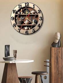 2D Flat 10/12 Inch Kitchen Decor Pattern Silent Battery Operated Non-Ticking Wall Clock, Suitable For Kitchen, Bathroom, Living Room (Batteries Not Included) - Multicolor - View 8