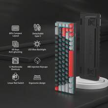 MageGee Box 65% Mechanical Keyboard, Wired Gaming Keyboard With Blue/Red Switch, Type-C, 68 Keys, LED Backlight, Mini Compact Keyboard For Laptop, Windows PC, Gaming - Multicolor - View 6