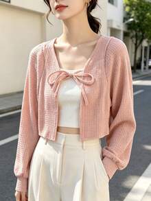 1件女款夏季長袖開襟披肩，冷氣房小開襟衫 - 彩色 - 查看 27