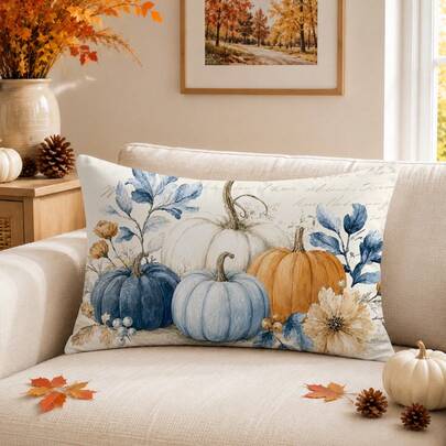 1 buah Sarung Bantal Musim Gugur Vintage, Cetak Satu Sisi, Bahan Beludru Lembut Ramah Kulit, Ukuran 30*50/40*60CM untuk Sofa Kain Modern, Dekorasi Dalam Ruangan, Dekorasi Pesta, dan Hadiah.