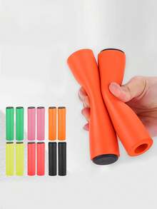 1 Pair Silicone Bicycle Handlebar Grips, Soft Shock-Absorbing Anti-Slip Mountain Bike Handlebar Accessories - Multicolor - View 1