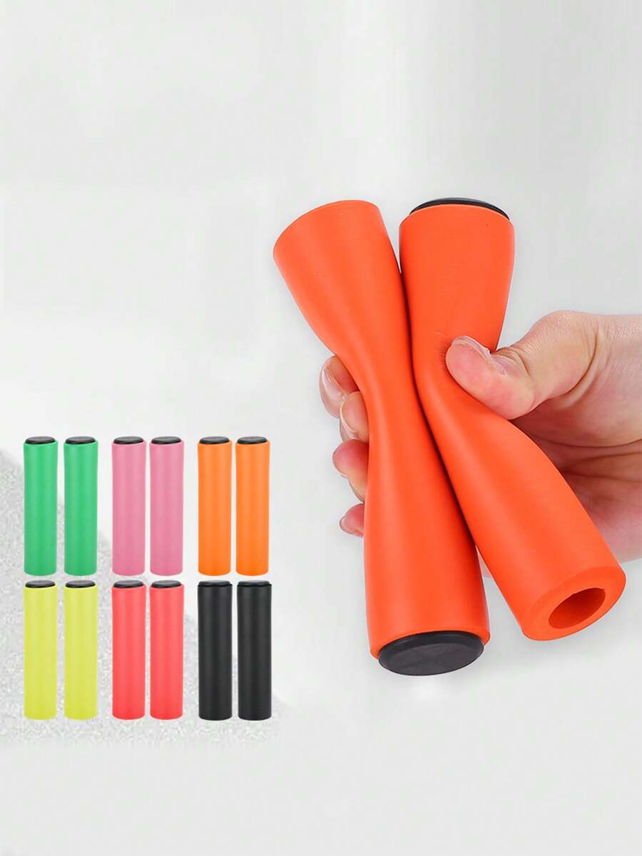 1 Pair Silicone Bicycle Handlebar Grips, Soft Shock-Absorbing Anti-Slip Mountain Bike Handlebar Accessories - Multicolor - View 1