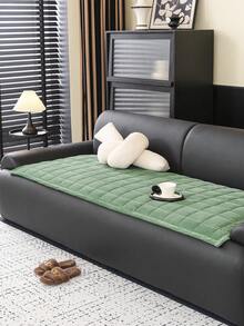 1PC Vintage Warm Thick Corduroy Non-Slip Sofa Cushion, Pet-Friendly, Machine Washable, Suitable For 12/3/4-Seater And Sectional Sofas, Winter Home Decor, Quilted & Striped Design, Easy Installation - Green - View 5