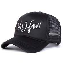 1件女款 YEE HAW 卡車司機帽，個性化字母刺繡棒球帽，街頭時尚五片帽，戶外防曬休閒帽，適合春/秋季旅行、海灘度假 - 彩色 - 查看 15