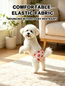 Pet Period-Specific Fruit Pattern Sanitary Pants Are Made Of Soft And Highly Elastic Milk Silk Fabric, Featuring A Cute Strawberry Pattern Design. They Are Period- And Anti-Disturbance Pants, Suitable For Small And Medium-Sized Pets - Red - View 4
