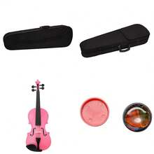 New 4/4 Acoustic Violin Case Bow Rosin Pink - As Pic - View 6