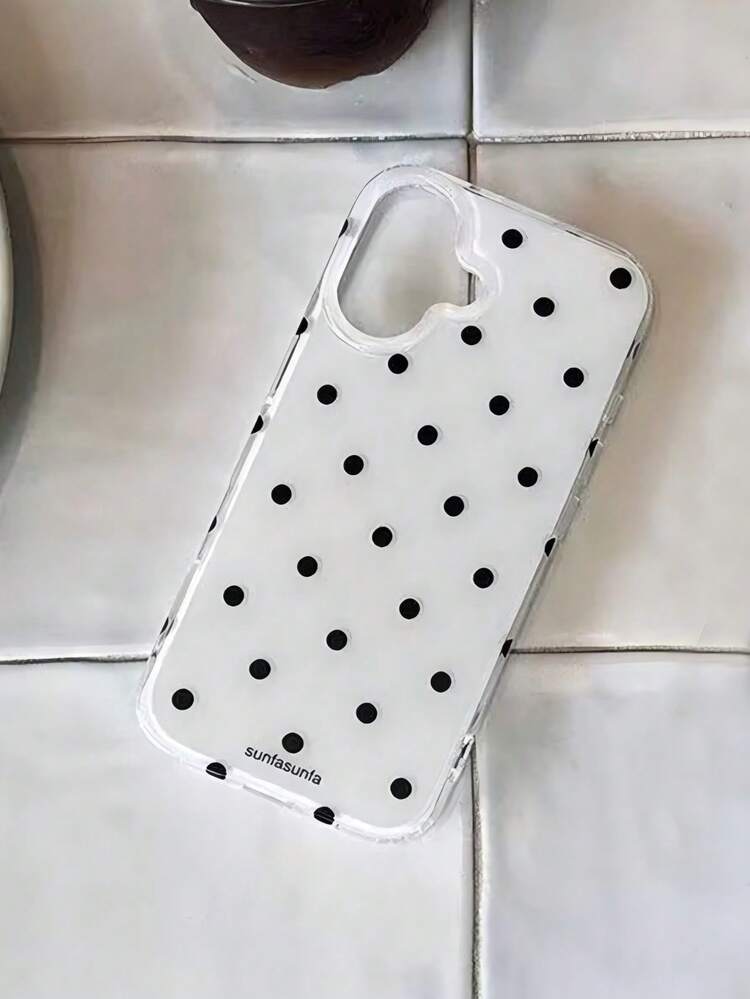 Minimalist Polka Dot Mint Green Soft Phone Case, Suitable For IPhone 17 16 15 14 13 Pro Max, Summer Style Shockproof Lightweight Phone Case, Pink Phone Case - White - View 5