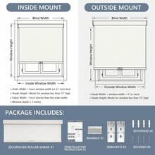 AOSKY Blackout Roller Shades Cordless Blinds For Windows, Free-Stop Shades With Valance, Thermal Insulated Fabric, UV Protection, Natural Woven Blinds For Home And Office (34" W X 72" H, Black) - Linen Beige - View 4