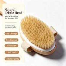Solid Wood Long Handle Boar Bristle Bath Brush Body Dry Brush Boar Bristle Shower Brush Body Scrub Brush Leg Exfoliating Brush - Multicolor - View 4