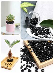 100g Black Obsidian Crushed Stones, Quartz Pebbles, Asymmetrical Decorative Stones, Suitable For Vase Filling, Aquarium, Home Decor, Vase Plants, Succulents And Cacti, Holiday Gift - Multi-pack - View 2