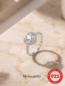 ORSA JEWELS 1件 925純銀 D色 VVS 心形切割莫桑鑽戒指，浪漫珠寶，適合女性、男性婚禮派對宴會禮物，情侶款 - MOR14 - 查看 2