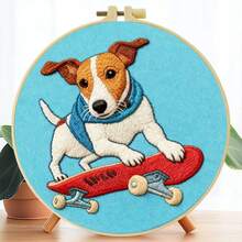 1PC 20*20cm/7.9*7.9in,Animal Party Embroidery Kit, DIY Handmade Embroidery Set For Adult Beginners, Home Gift, Women's Sewing Gift, Including User Manual, Printed Pattern Fabric, Embroidery Frame, Needle And Thread. - A - View 5