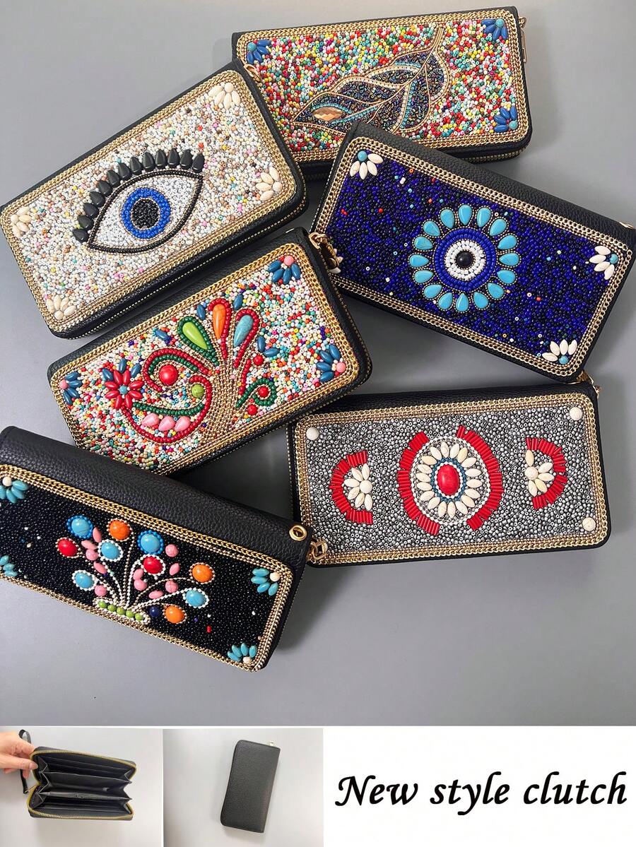 Best-Selling Bohemian Style Card Holder With Money Tree, Eye, Peacock, Leaf Patterns, Large Capacity Multi-Function Card Storage Bag, Creative Gift Choice For Best Friends And Yourself