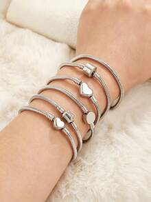 1 Pack Vintage Stainless Steel Snake Chain Bracelet For Men Women, Adjustable Clasp Fits European Beads, Waterproof Stackable Daily Jewelry Gift - Bracelet - View 7