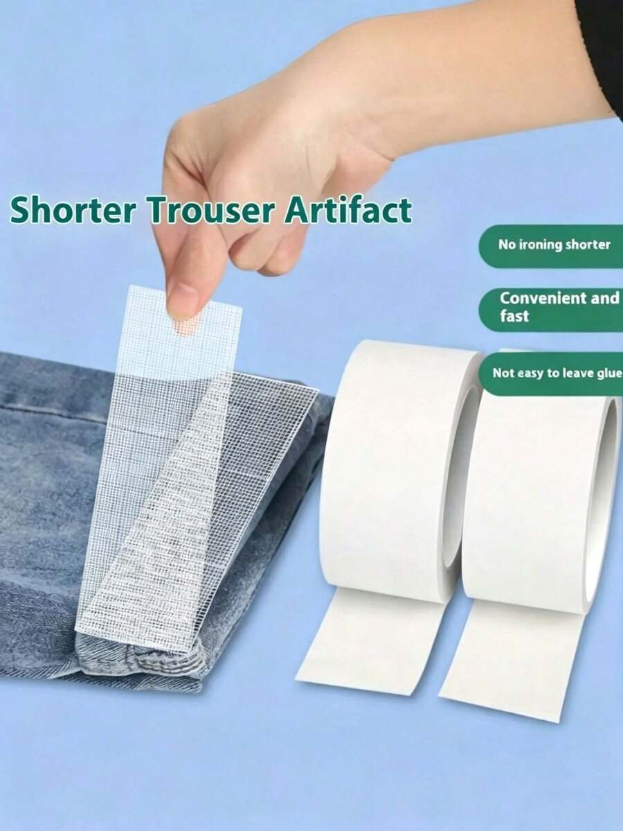 Autocollants pour jambes de pantalon auto-adhésifs - Sans couture sans repassage - 1 rouleau d'outil de raccourcissement de jambe de pantalon - Clips autocollants fixes pour jambes de pantalon - Ajuster les pantalons trop longs - Multicolore - Voir 1